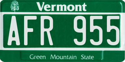 VT license plate AFR955