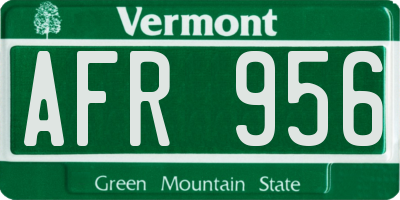VT license plate AFR956