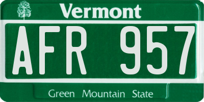 VT license plate AFR957