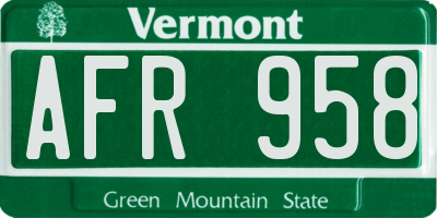 VT license plate AFR958
