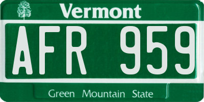VT license plate AFR959