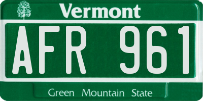 VT license plate AFR961