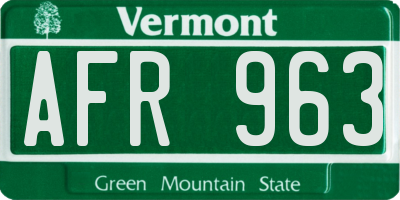 VT license plate AFR963