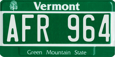 VT license plate AFR964