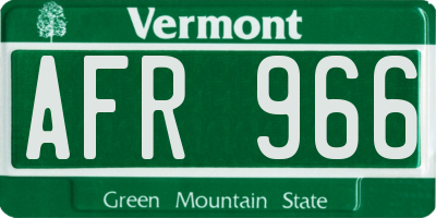 VT license plate AFR966