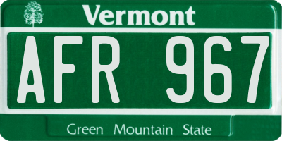 VT license plate AFR967