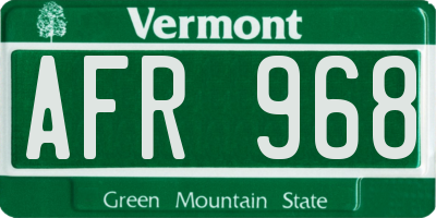 VT license plate AFR968