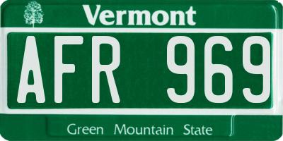 VT license plate AFR969