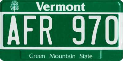 VT license plate AFR970