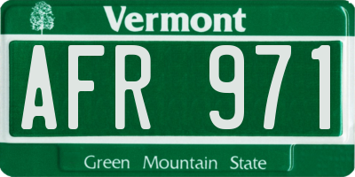 VT license plate AFR971