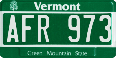 VT license plate AFR973