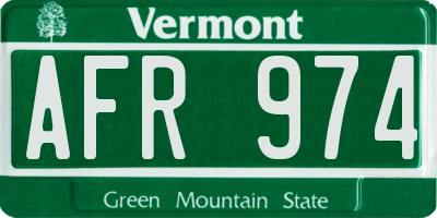 VT license plate AFR974