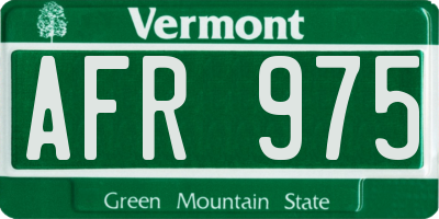 VT license plate AFR975
