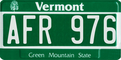 VT license plate AFR976