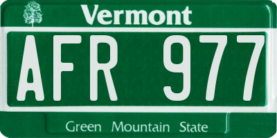 VT license plate AFR977