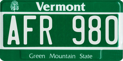 VT license plate AFR980