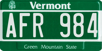 VT license plate AFR984