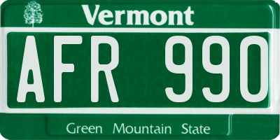 VT license plate AFR990