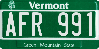 VT license plate AFR991