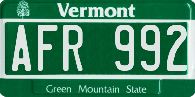 VT license plate AFR992