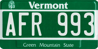 VT license plate AFR993