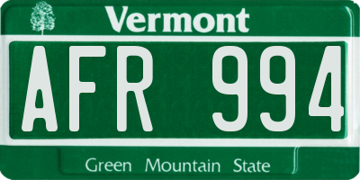 VT license plate AFR994