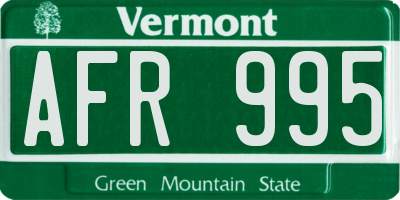 VT license plate AFR995
