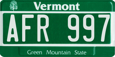 VT license plate AFR997