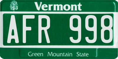 VT license plate AFR998
