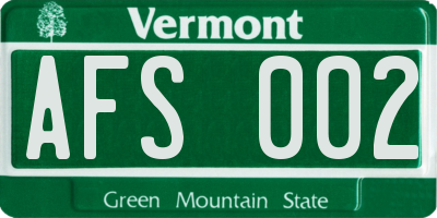 VT license plate AFS002