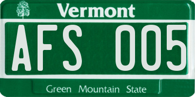 VT license plate AFS005