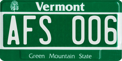 VT license plate AFS006