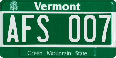 VT license plate AFS007