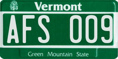 VT license plate AFS009