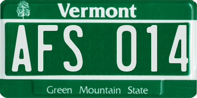 VT license plate AFS014