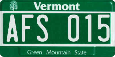 VT license plate AFS015