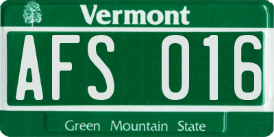 VT license plate AFS016