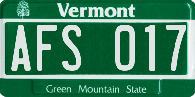 VT license plate AFS017