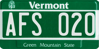VT license plate AFS020