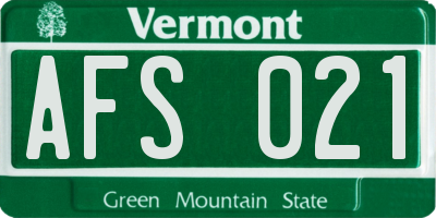 VT license plate AFS021