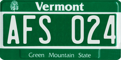 VT license plate AFS024