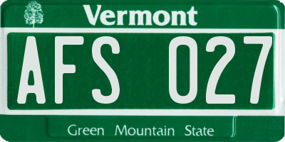 VT license plate AFS027