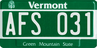 VT license plate AFS031
