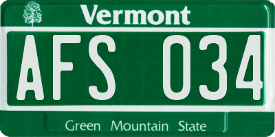 VT license plate AFS034