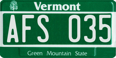 VT license plate AFS035