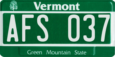VT license plate AFS037