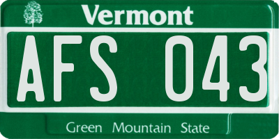 VT license plate AFS043