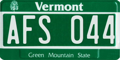 VT license plate AFS044