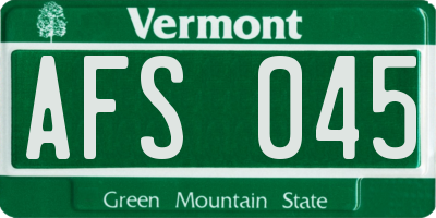 VT license plate AFS045