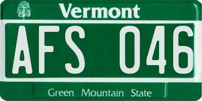 VT license plate AFS046